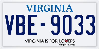 VA license plate VBE9033