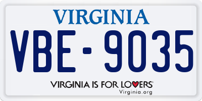 VA license plate VBE9035
