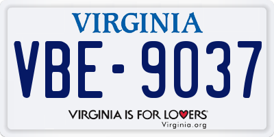 VA license plate VBE9037