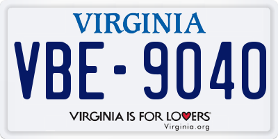 VA license plate VBE9040