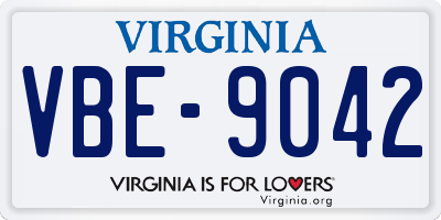 VA license plate VBE9042