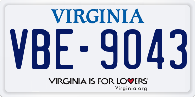 VA license plate VBE9043