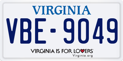 VA license plate VBE9049
