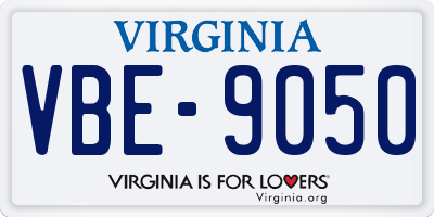 VA license plate VBE9050