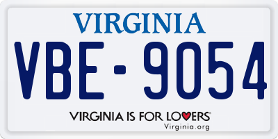VA license plate VBE9054