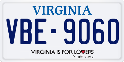 VA license plate VBE9060