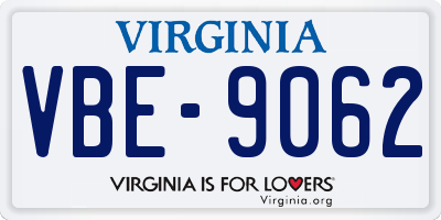 VA license plate VBE9062
