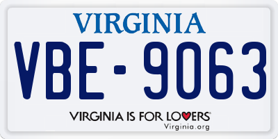 VA license plate VBE9063