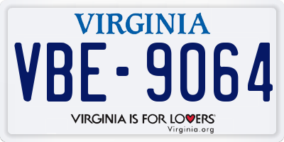 VA license plate VBE9064