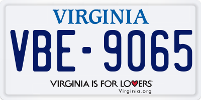VA license plate VBE9065