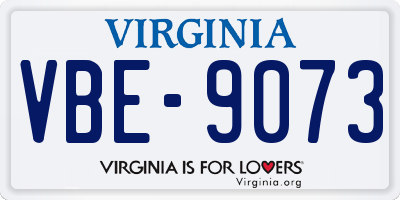 VA license plate VBE9073