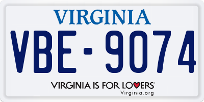 VA license plate VBE9074