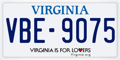 VA license plate VBE9075