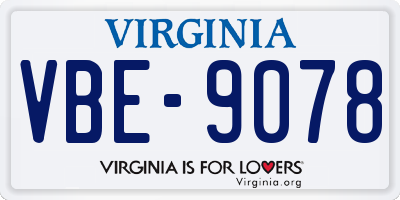 VA license plate VBE9078
