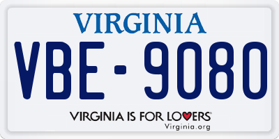 VA license plate VBE9080