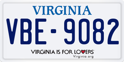 VA license plate VBE9082