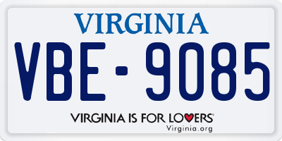 VA license plate VBE9085