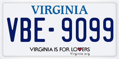 VA license plate VBE9099