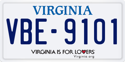 VA license plate VBE9101