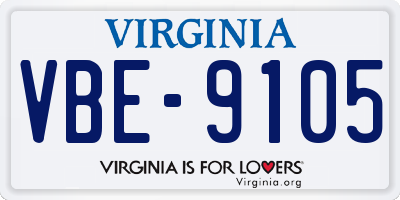 VA license plate VBE9105