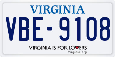 VA license plate VBE9108