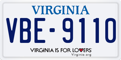 VA license plate VBE9110
