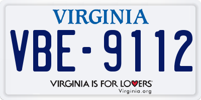 VA license plate VBE9112