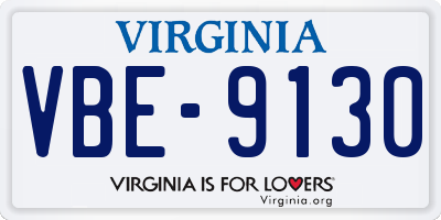 VA license plate VBE9130