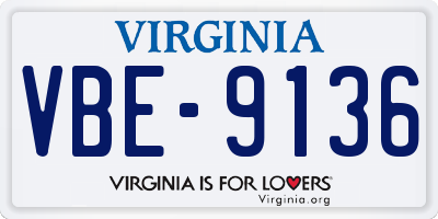 VA license plate VBE9136
