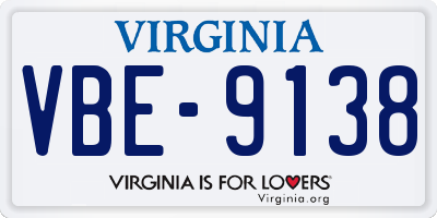 VA license plate VBE9138