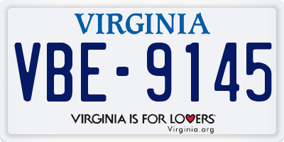 VA license plate VBE9145