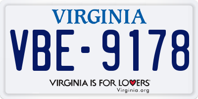VA license plate VBE9178