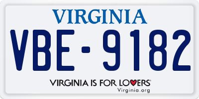VA license plate VBE9182