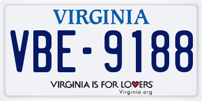 VA license plate VBE9188