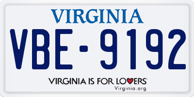 VA license plate VBE9192