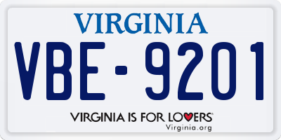 VA license plate VBE9201