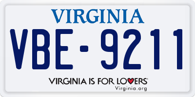 VA license plate VBE9211