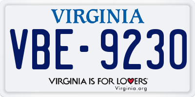 VA license plate VBE9230