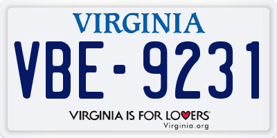 VA license plate VBE9231