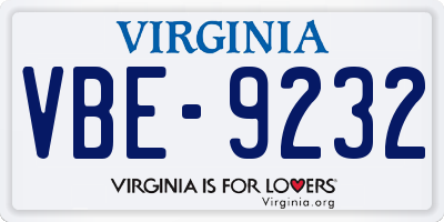 VA license plate VBE9232