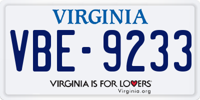VA license plate VBE9233