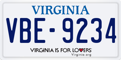 VA license plate VBE9234