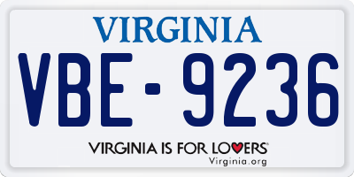 VA license plate VBE9236