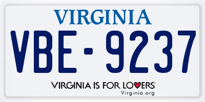 VA license plate VBE9237