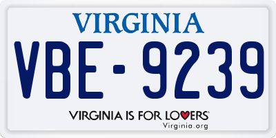 VA license plate VBE9239