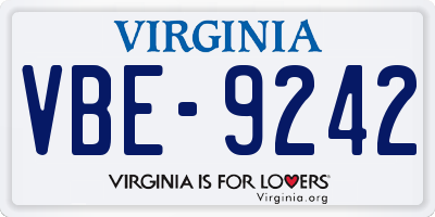 VA license plate VBE9242
