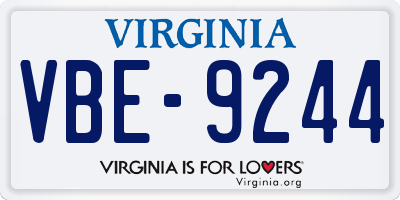 VA license plate VBE9244