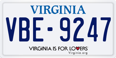 VA license plate VBE9247