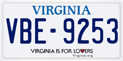 VA license plate VBE9253