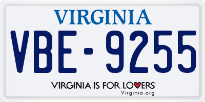 VA license plate VBE9255